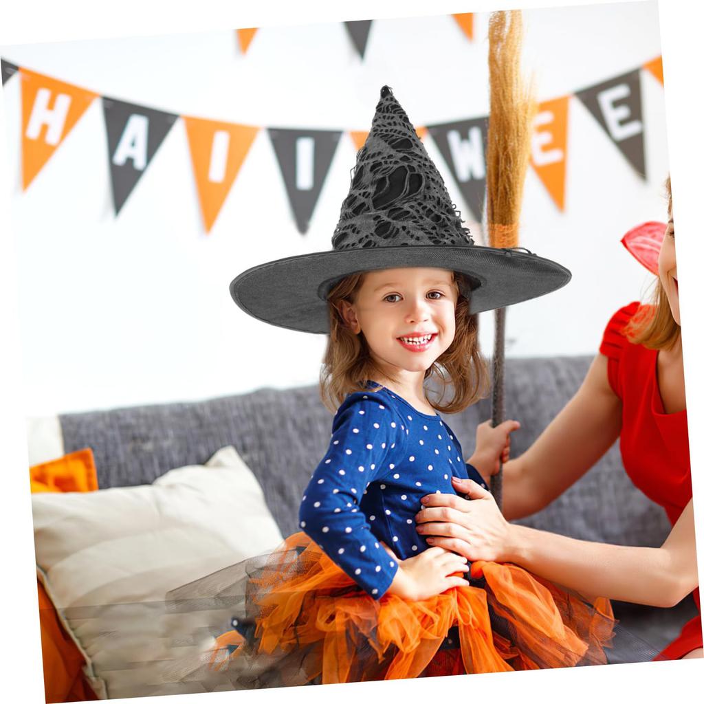 Halloween Hat Party Decorations Curved-Corner Tulle Pumpkin Print Hat Halloween Decorations Halloween Hats Halloween Props