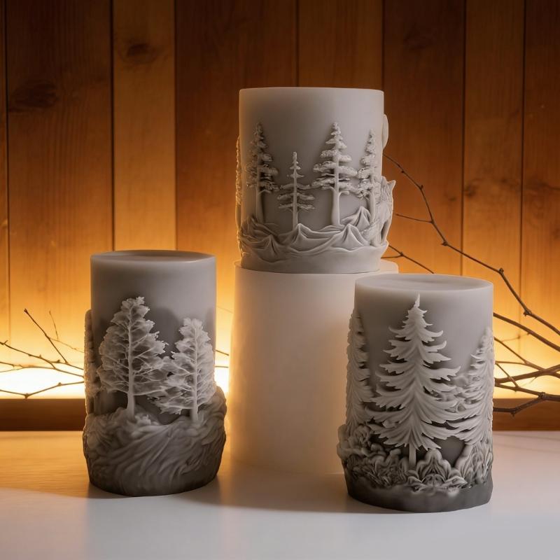 Premium Silikon 3D Wolf Zylinder Kerzenform für handgemachte Seife, Säulenkerzen und künstlerische Harz-Kreationen Bastelprojekte