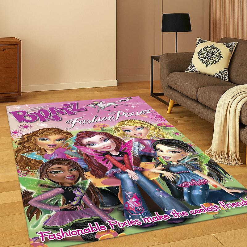 Cartoon Bratz Doll Cute Girl Carpet Rug for Bedroom Living Room Sofa Playroom Doormat Home Decor,Kid Game Area Rug Non-slip