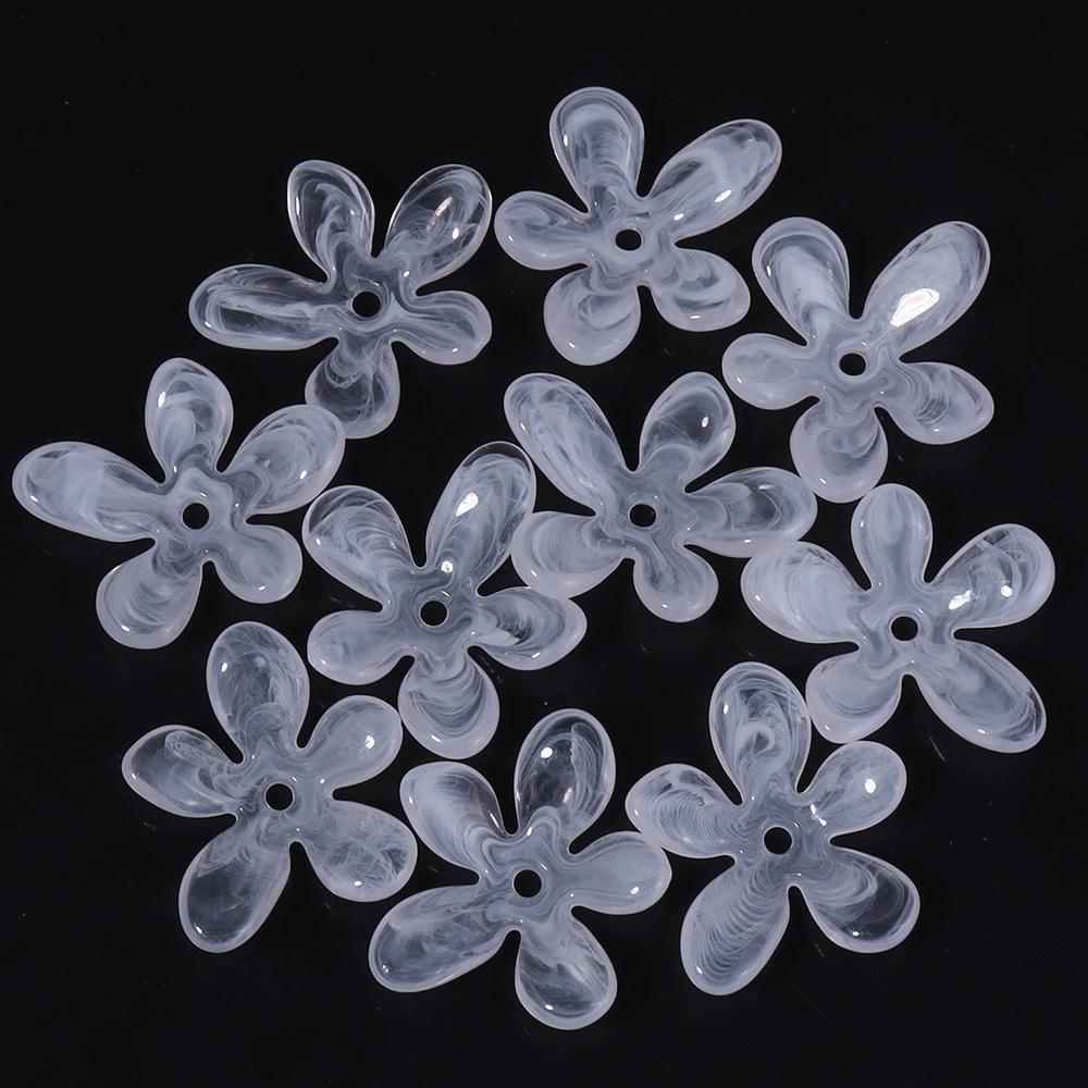 10Pcs Irregular Flower Acrylic Beads Dual Color Flower Spacer Beads Charms Bead Caps For Jewelry Making Diy Bracelet Necklace