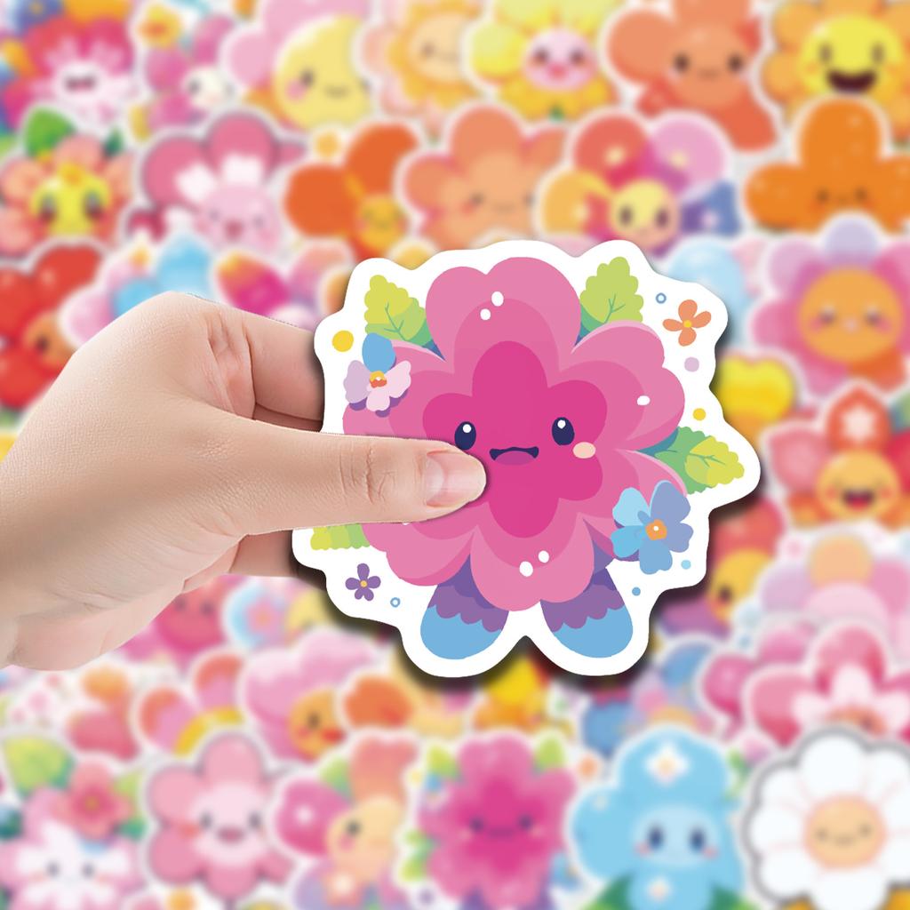 50 Cute Little Flower Doodle Stickers Skateboard Refrigerator DIY Decoration Stickers Waterproof Creative Children's Stationery Stickers