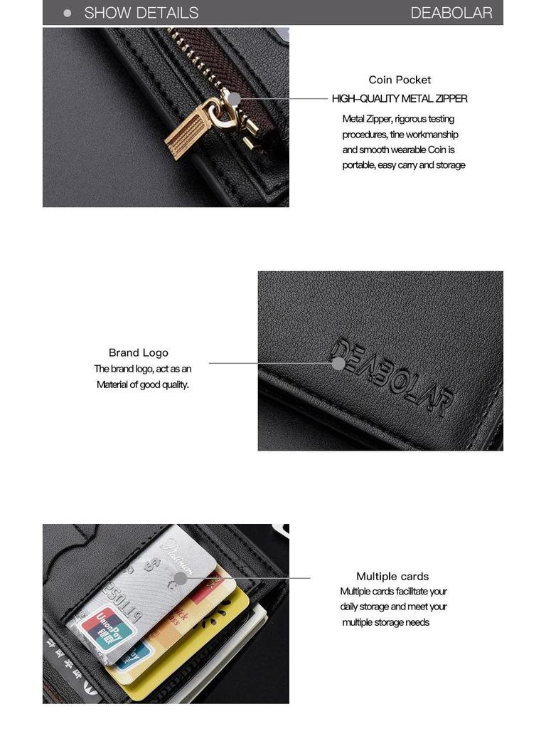 Men's Korean Style Short Trifold Wallet - Large Capacity Leather Wallet with Multi-Card Slots (2019 Edition)