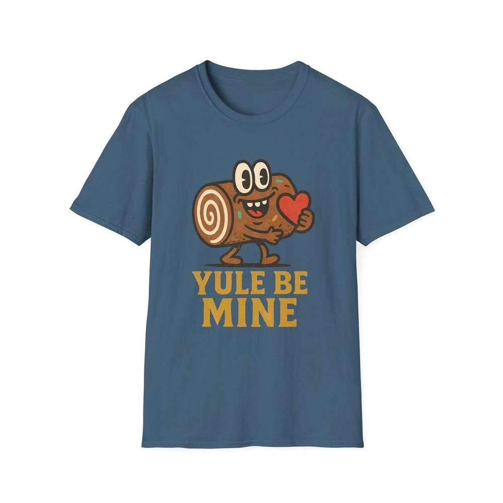 

Unisex Softstyle T-Shirt Yule Log Cake Cartoon Funny Holiday Christmas Cute S
