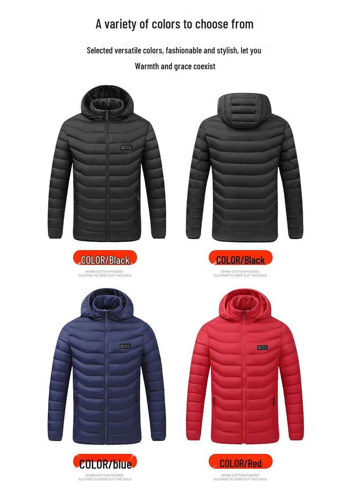 Men's Smart 11-Zone Heated Winter Jacket - Three-Control Warm Cotton Outerwear