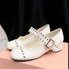 Fashion High Quality Patent Leather Woman Pumps Mary Jane Shoes Japanese Style Lolita Ankle Buckle Square Toe High Heels Zapatos Mujer