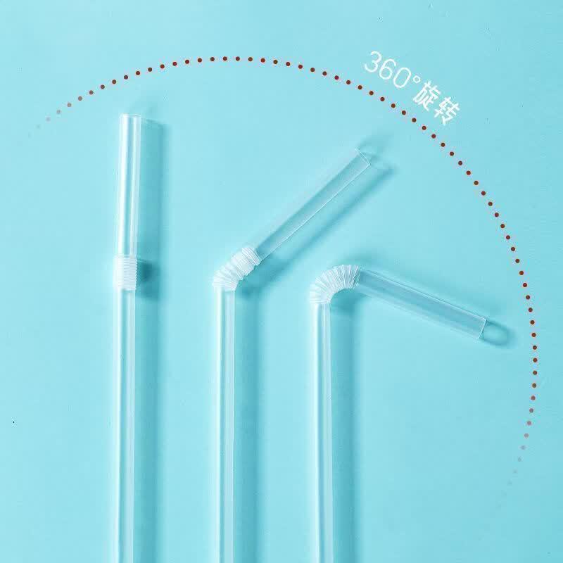 OEING Individually Wrapped Transparent Bent Drinking Straws