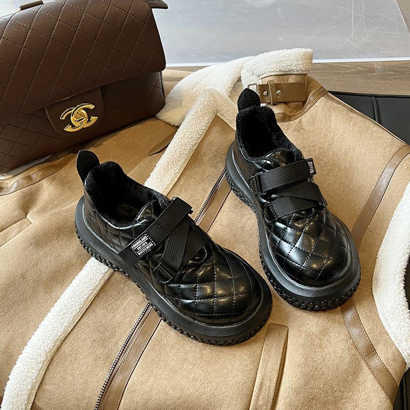 

Зимние пушистые туфли женские зимние новые модные универсальные бархатные бобовые теплые хлопковые туфли 40 чёрный