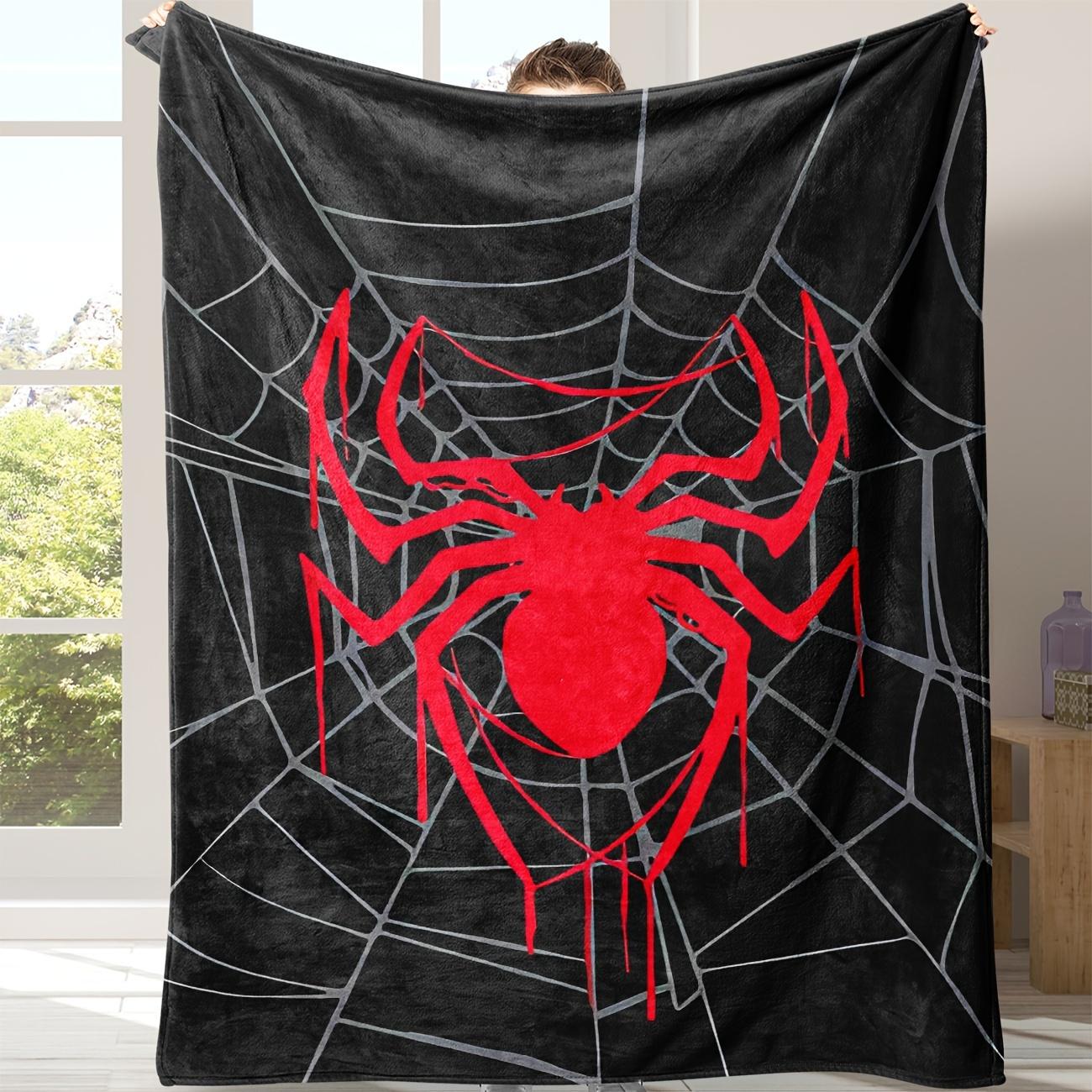 Spider Print Soft Flannel Throw Blanket, Cozy Durable for Napping Working Studying Traveling Gift Option 75X95CM