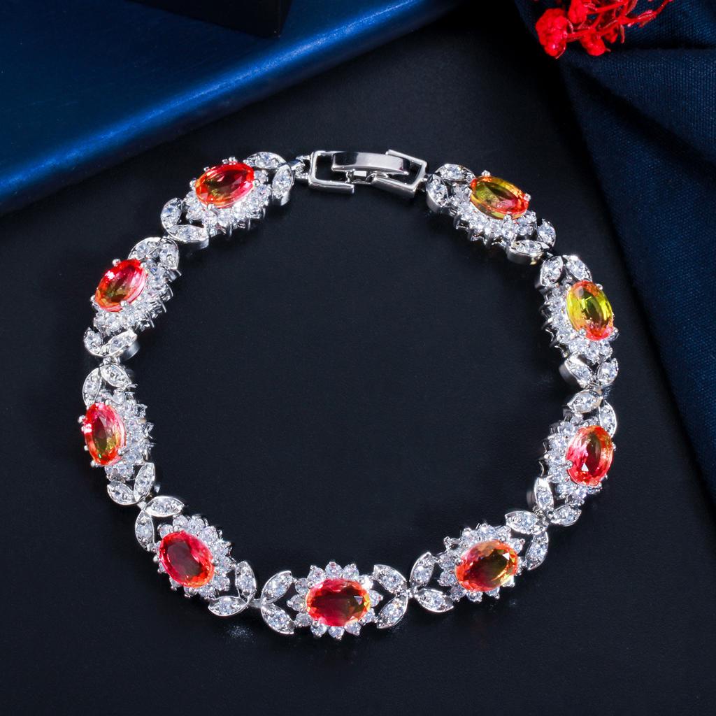 Accessories Copper Inlaid Zircon Full Diamond Bracelet Egg-Shaped Synthetic Gradual Change Crystal Watermelon Tourmaline Hand Jewelry