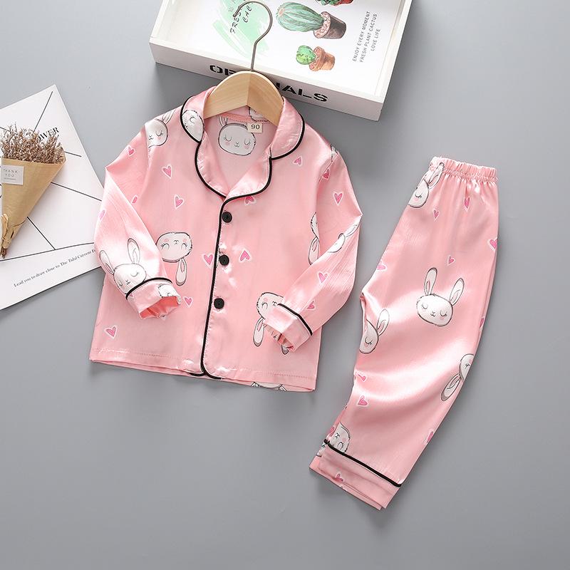 Conjunto de Pijama Infantil de Algodón Seda de Dibujos Animados