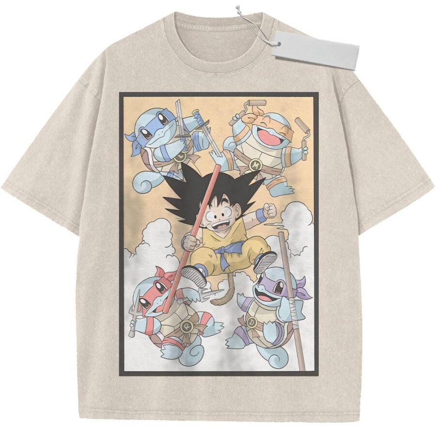 

Summer Mens Black Washed T Shirt Dragon Ball Kame Sennin Turtle Ninja High Quality Fabric for Casual Shopping M