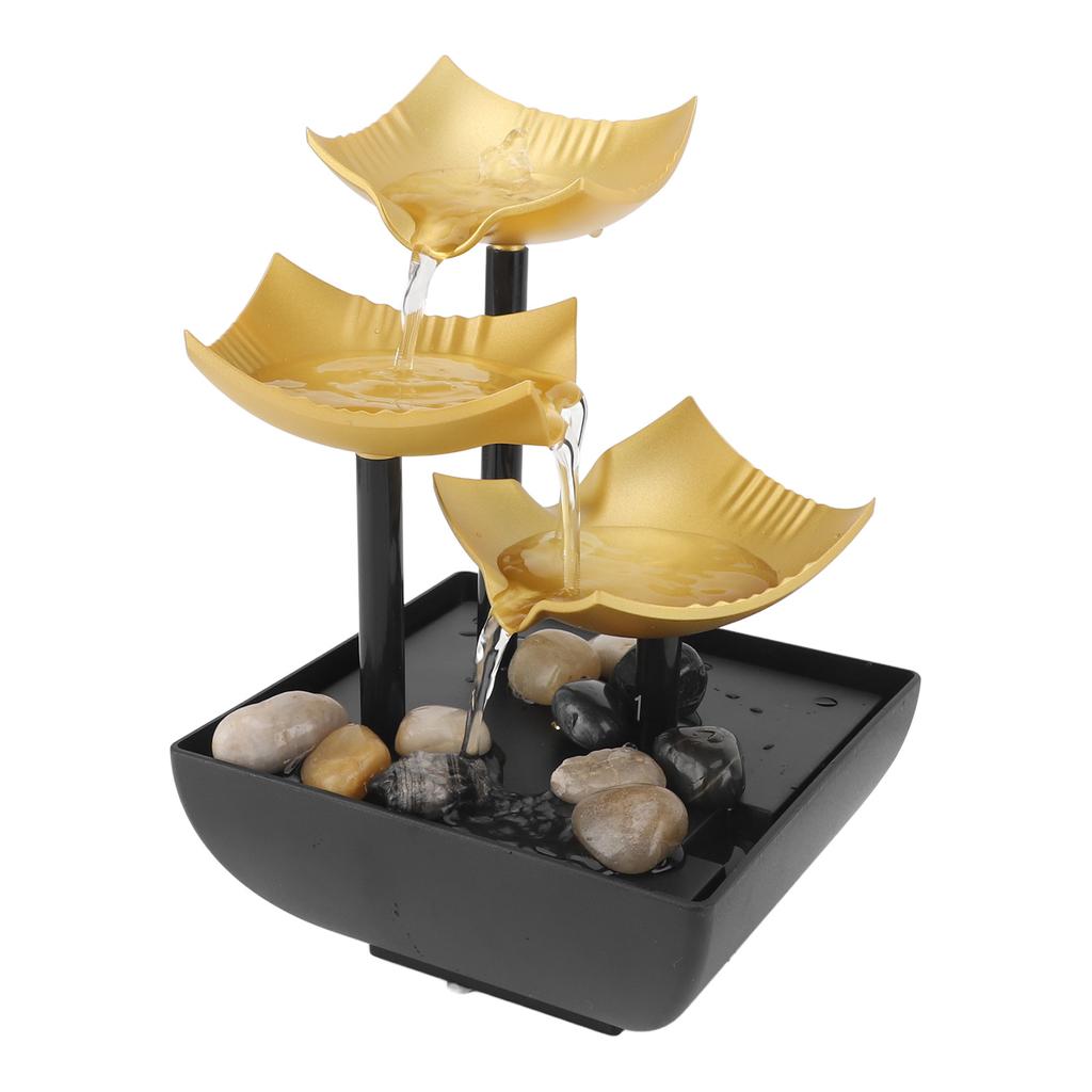 Desktop Fountain Decoration with LED Light USB Powered 3 Tier Waterflow Fountain for Home and Office Tabletop