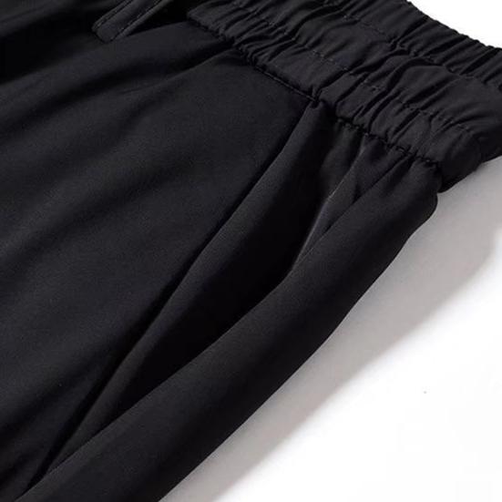 Męskie spodnie Jednolity kolor Elastyczny pas Luźny Elastyczny prosty sznurek Męskie luźne spodnie sznurowane Streetwear