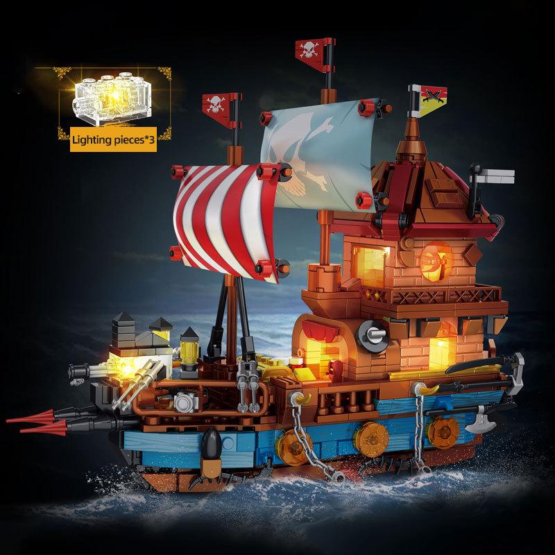 Ovly Pirate Ship Vintage Sailboats Building MOC Toy Educational Decorative Ornaments Caribbean Block Kit Children's Birthdays Gift