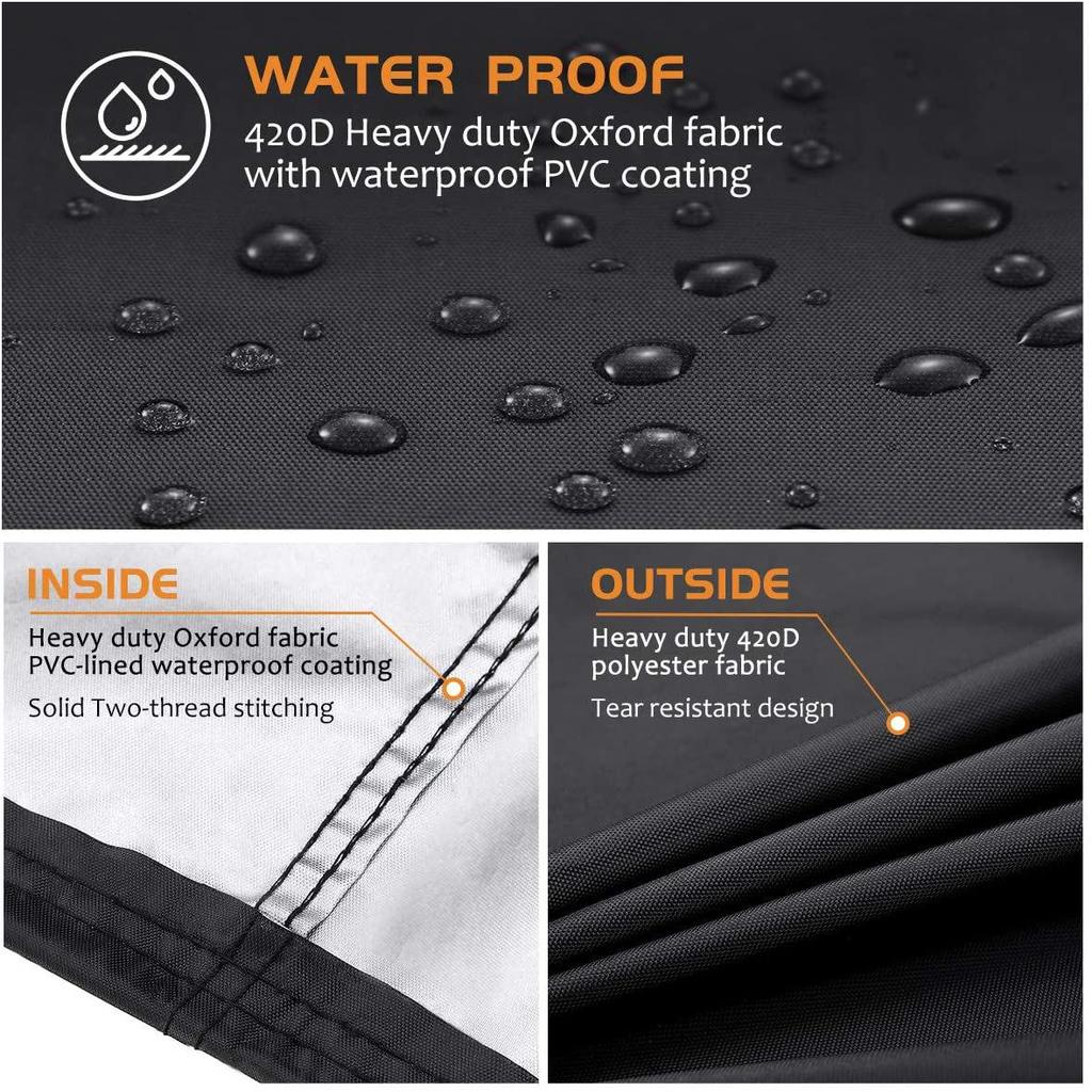 Waterproof 420D Oxford Outdoor BBQ Grill Cover with Sun and Wind Protection