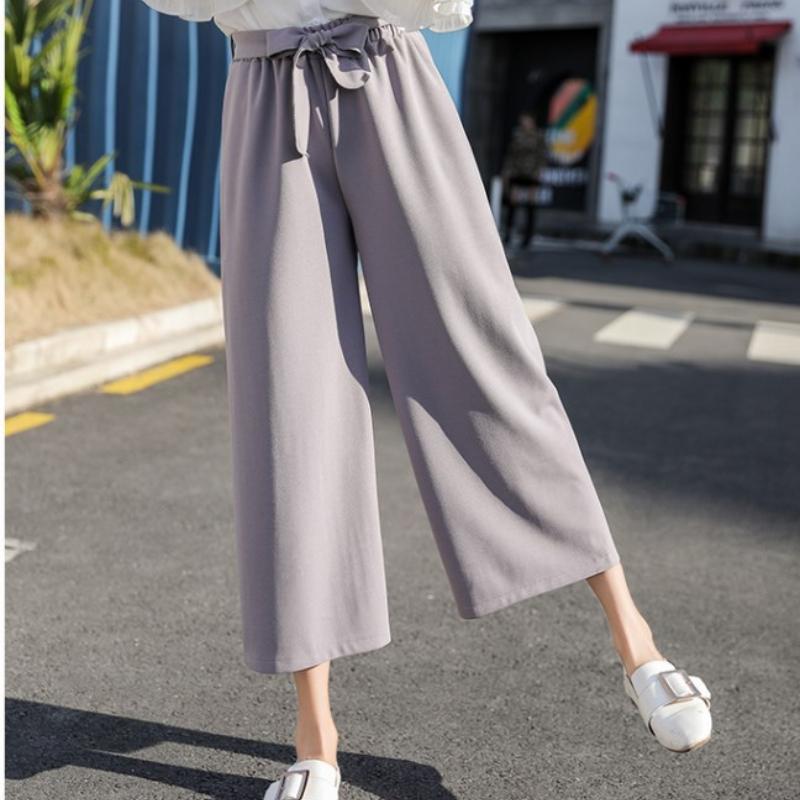 

Универсальные свободные брюки широкого кроя для женщин. Летние новые брюки из искусственного шифона в корейском стиле. Прямые повседневные брюки с высокой талией и девятью точками для женщин. XXL