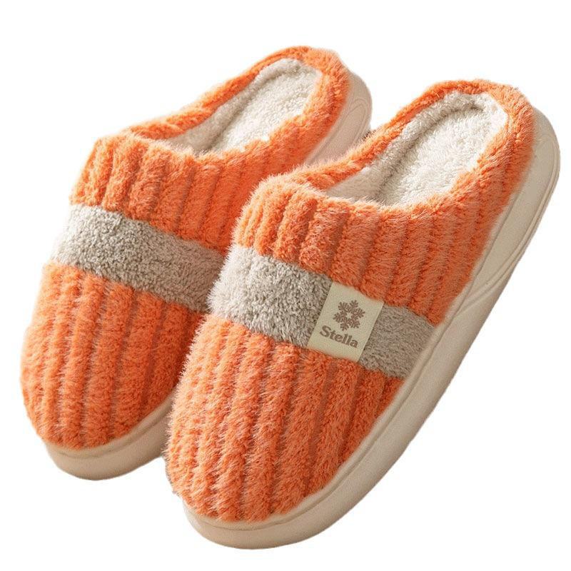 Cozy Korean Style Non-Slip Cotton Slippers for Winter - Unisex, Thick-Soled for Indoor Warmth