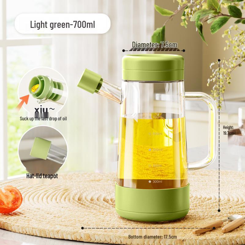 Leak-Proof Transparent Glass Oil & Soy Sauce Bottle - Non-Stick, Gravity-Driven Kitchen Essential