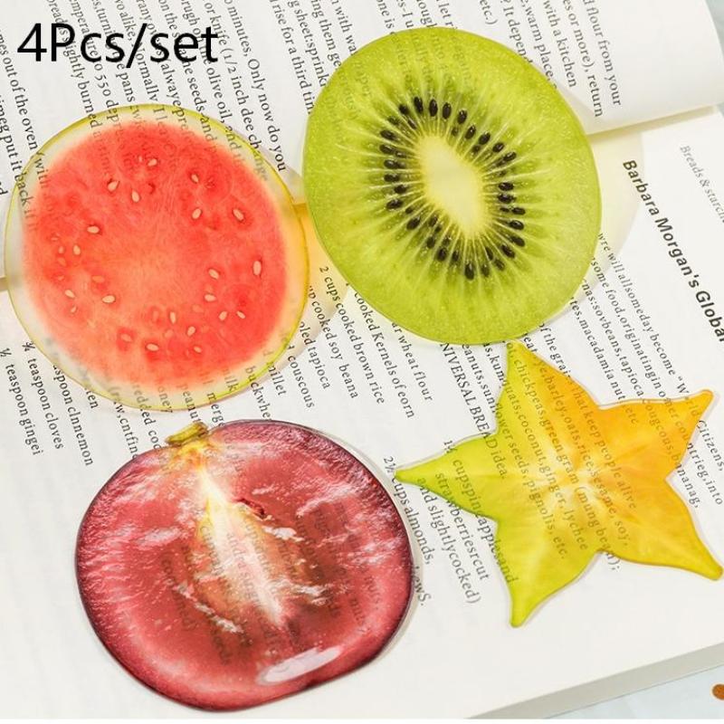 Cute Strawberry Bookmarks Creative Fruit Slice Acrylic Transparent Page Markers Ins Style Fruits Reading Mark Reading Accessory