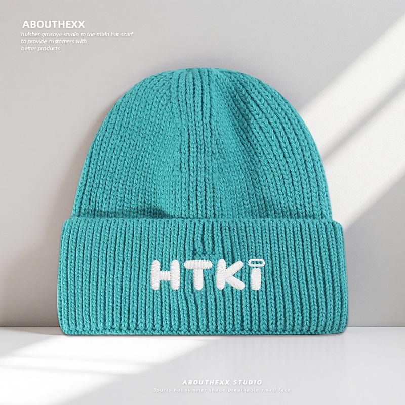 Autumn and Winter Warm Woolen Hat for Women with Letter Embroidery Outdoor Casual Ear Protection Woolen Hat Korean Version Versatile Knitted Cold Hat