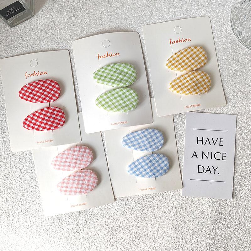 2PC Sweetly Plaid BB Hair Claw Side Clips for Girls Kids Child Students Hairpin Gift Hair Accessories Headwear Ornament