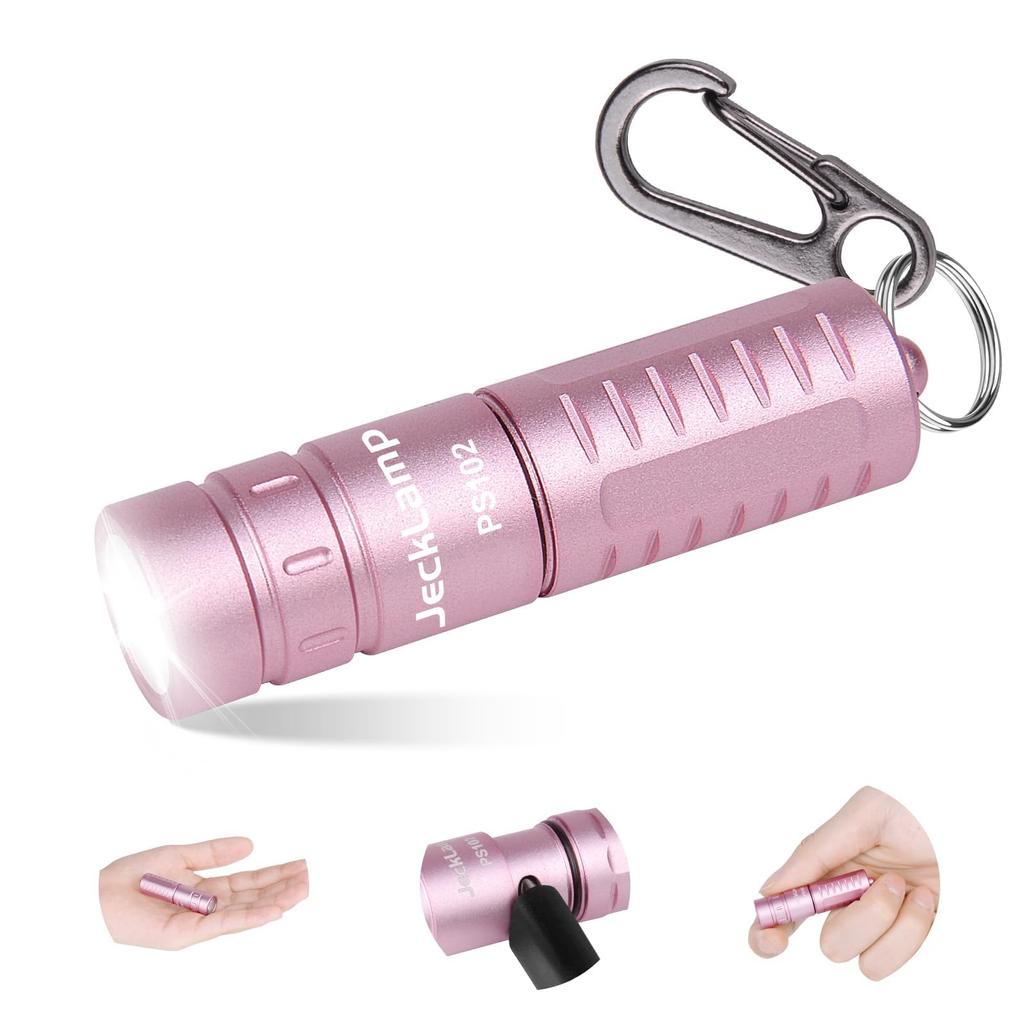 JeckLamp PS102 LED 200 40m Beam Waterproof Light, Lumens, Type-C Rechargeable, Distance, Ultra-Small 2.16cm Diameter, (Pink)