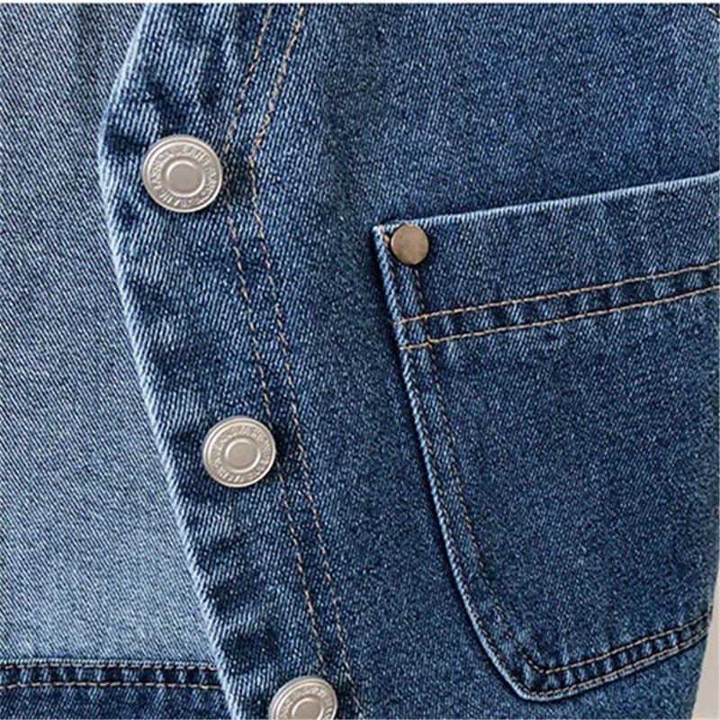 Spring Autumn Retro Women's Short Denim Vest Jacket Single Breasted Korean Slim Casual Jeans Vest Female Waistcoat Tops