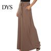 Long Skirt Women Maxi Adjustable Drawstring High-Waisted Solid Color Casual with Pockets Work