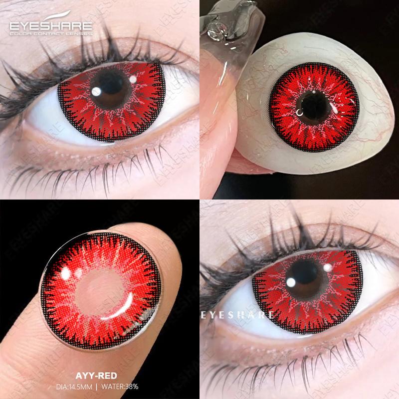 Eyeshare Colored Contact Lenses Cosplay Anime Character Eye Makeup Lenses Red Halloween Carnival Night Contact Lenses Purple Beauty Soft Lenses 1 Pair