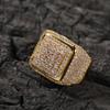 Hip-hop retro big square ring copper inlaid zircon fashion personality trendy man ring
