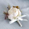 Romantics Champagne Wrist Corsage and Boutonniere Artificial Flower Set for Wedding Ceremonies Bridal Shower Flower