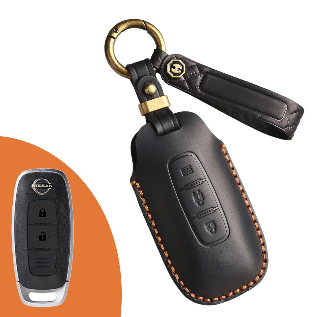 The Retro Key Cover Is Suitable for the New Nissan Xuanyi Teana Exploration Lu Qashqai Qijun Jinke Genuine Leather Keychain.