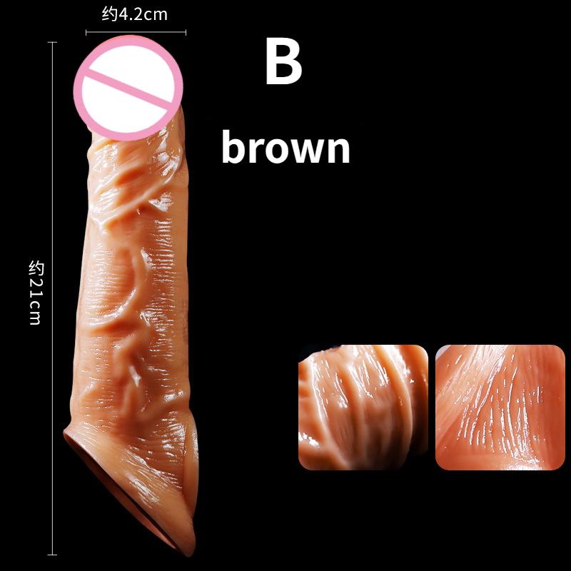 21cm Realistický rukáv na penis Velký rukáv na zvětšení penisu Zámek na prodloužení penisu Sperm Kondom Sexuální hračky pro muže Sexuální produkty