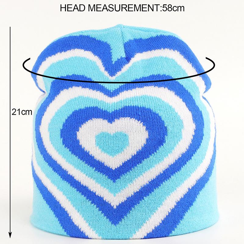 Knitted Hats With Colorful Rainbow Heart Print Pullover Hats And Shei Fashion Knit Hats