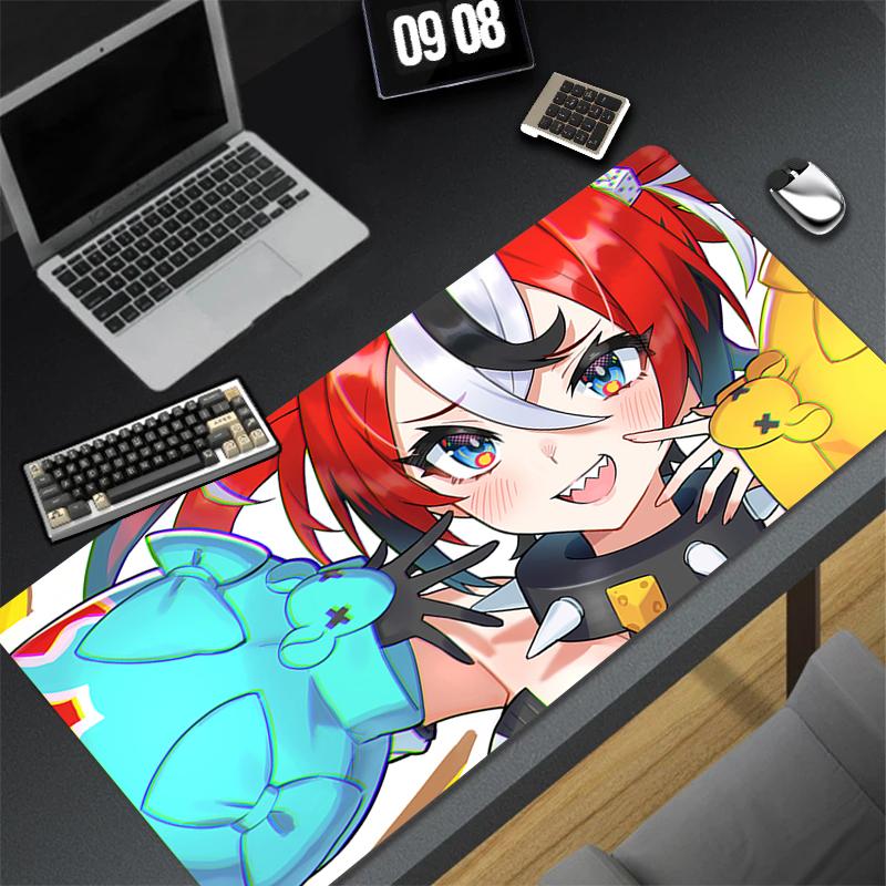 Gaming Mouse Pad Large Desk Mat Antislip Stitched Edges Cute Anime Girl Colorful Cartoon Print Waterproof Mat for Home