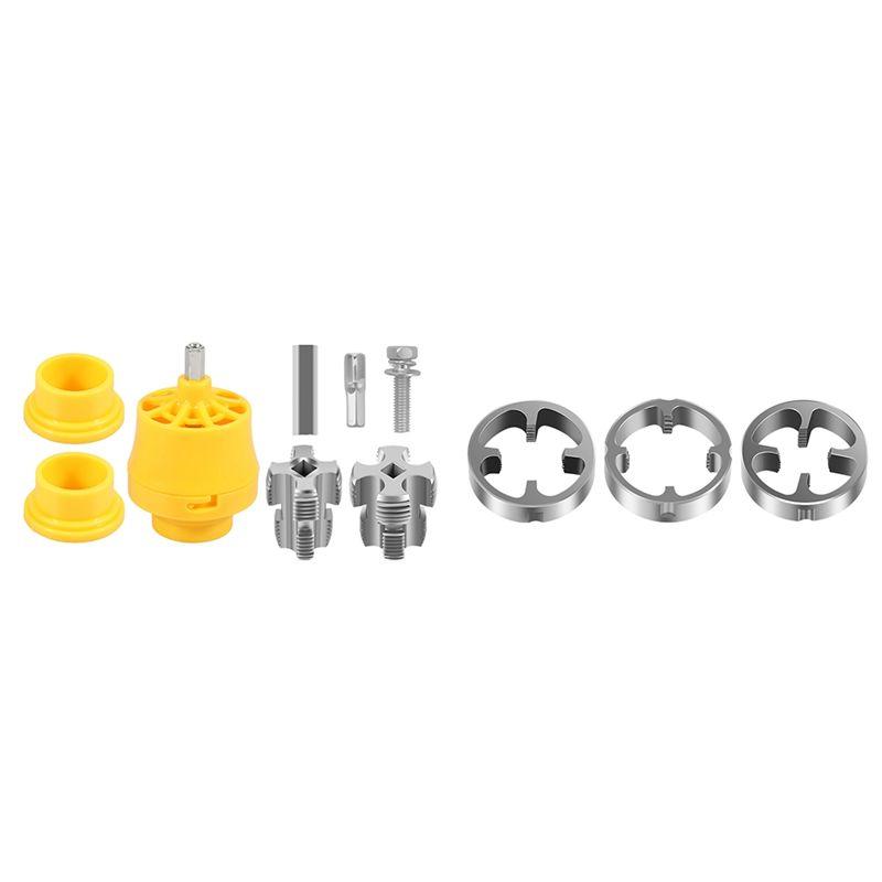 ABIY 8PCS PVC Thread Maker Tool 1/2 Inch 3/4 Inch 1 Inch Plastic Pipe Tap Die Dies For Electric Drill Pipe Threader Plumbing Too