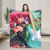 Teto Kasane Chibi Cartoon Anime Blanket  Warm Novelty Plush Throw Blanket For Couch Chair Sofa Bed Flannel Bedspread Bed Cover