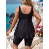 Women S Plus Size Printed Tankini Swimsuit Geometric Pattern