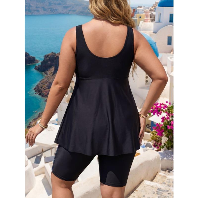 Women S Plus Size Printed Tankini Swimsuit Geometric Pattern