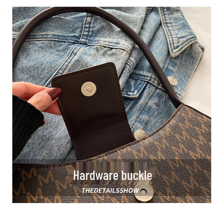 2025 Women's Light Luxury Retro Underarm Shoulder Bag - Trendy, Casual, Letter Print