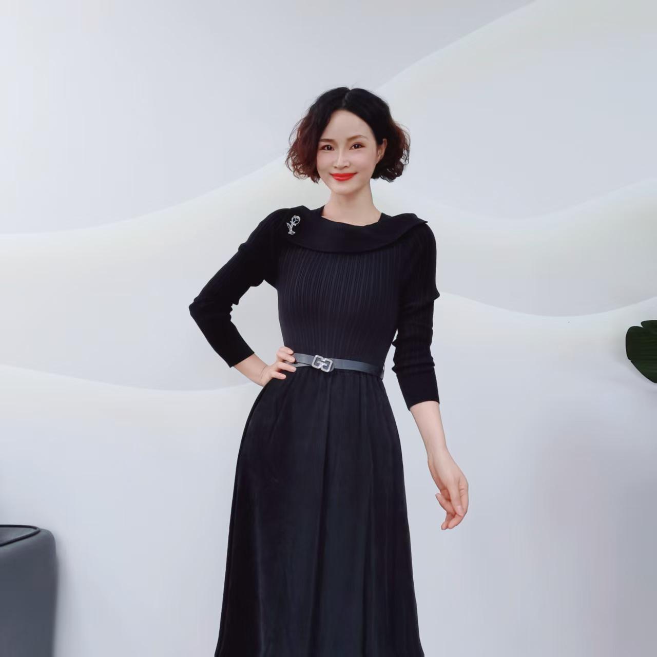 

L171 Slimming Patchwork Knit Dress - Autumn/Winter Collection M 45-55 kg