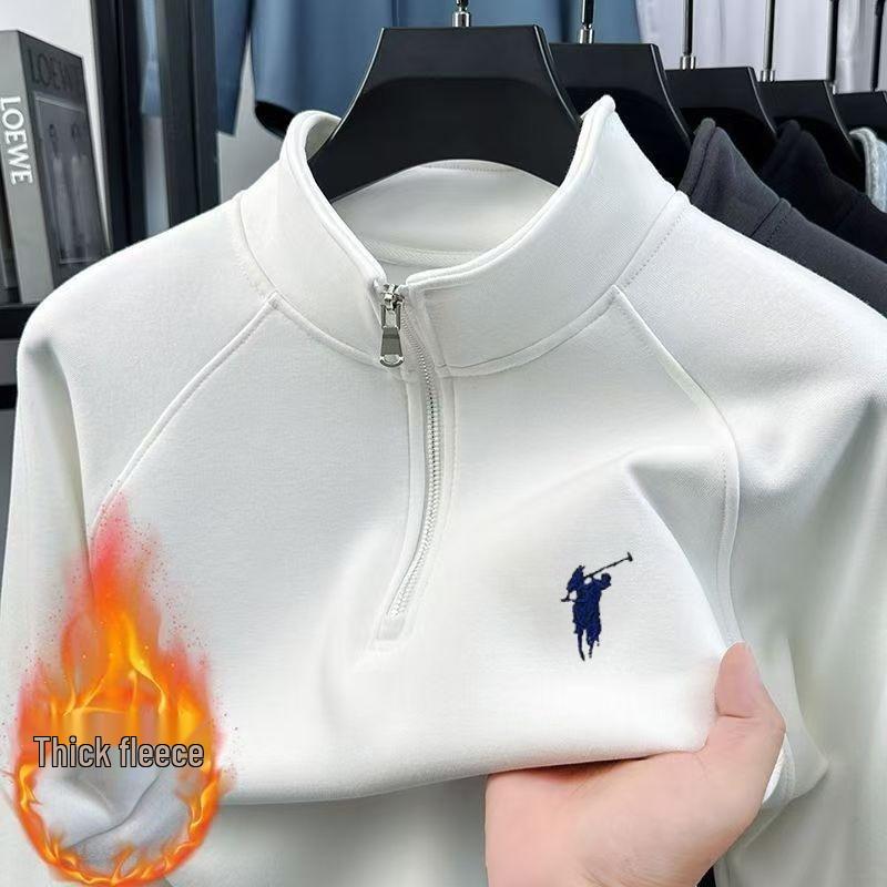 Herren Freizeit-Baumwoll-Hoodie mit halbem Reißverschluss und Stehkragen, Hochwertiges Gefühl, Herbst-/Winterkollektion