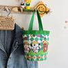 Lovely Cartoon Printed Bucket Bag Portable Canvas Tote Bag Students Lunch Cylinder Handbag