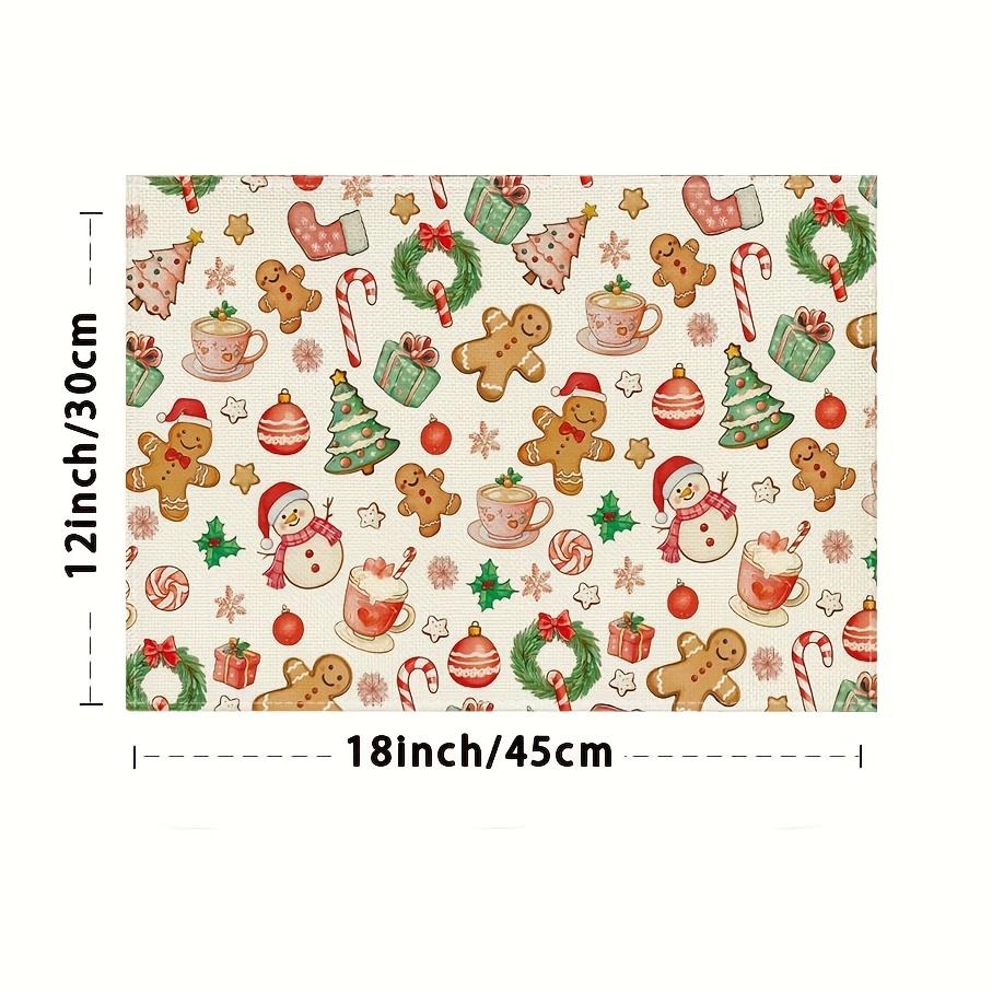 4/6pcs Set Winter Gingerbread Gift Christmas Tree Gift Box Star Pattern Christmas Placemat Seasonal Everyday Holiday Decoration for Home Kitchen