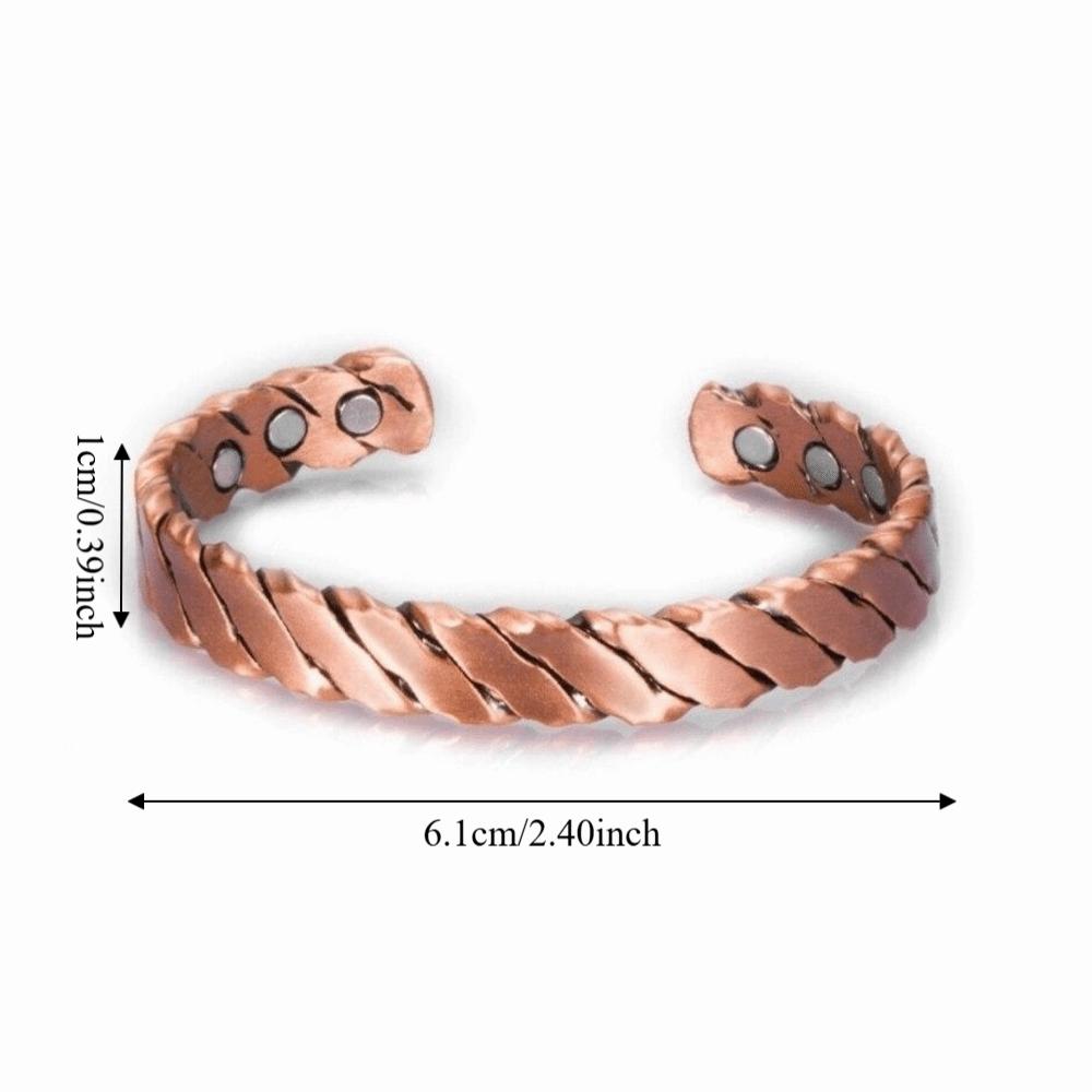 Resizable Alloy Copper Color Bracelet Vintage Twisted Magnetic Opening Bracelet Copper Adjustable Vintage Bangle Women