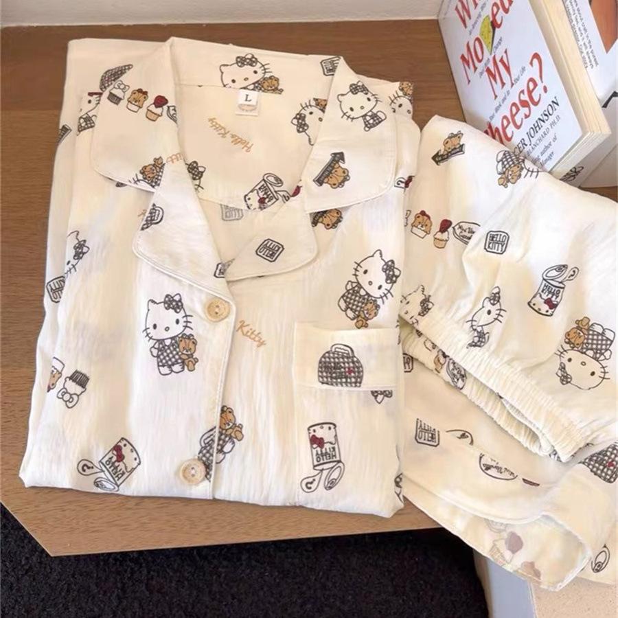 

Sweet Printed Hello Kitty Pajamas Women s Summer Wear Short Sleeves Shorts Suit Student Dormitory Loungewear S