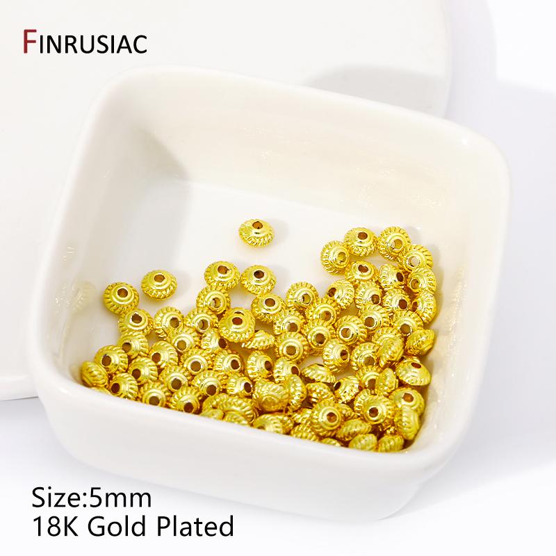 

14/18K Gold Plated Brass Lantern Shape Spacer Beads,Separators For Bracelet,5/6mm Loose Beads For DIY Jewelry Making Accessories 20 pieces