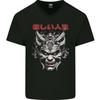 Camiseta Masculina de Algodão com Gola V - Máscara Oni Japonesa