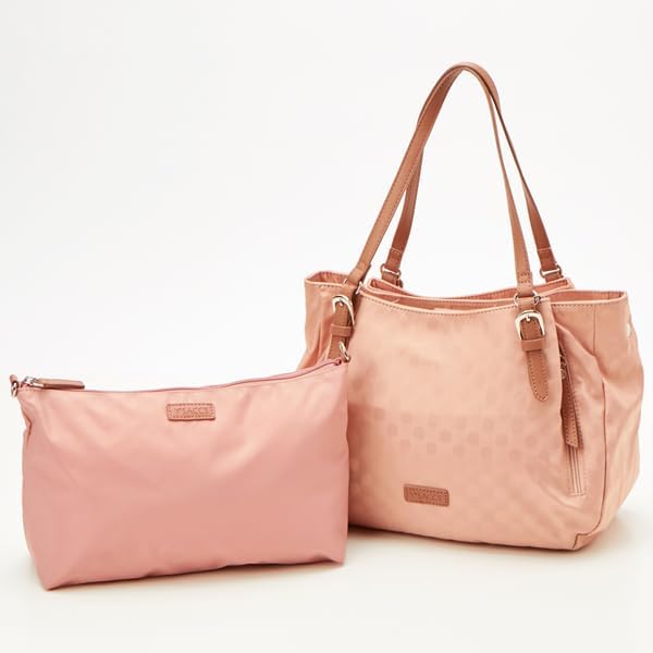 Tote dot jacquard tote with pink beige [Isaac] bag, pouch, (54)