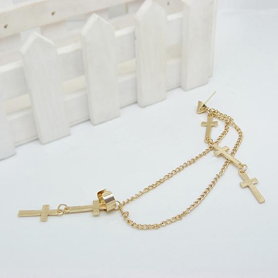 1Pc Ear Cuff Cross Dangle Versatile Alloy Women Fashion Punk Ear Crawler for Women